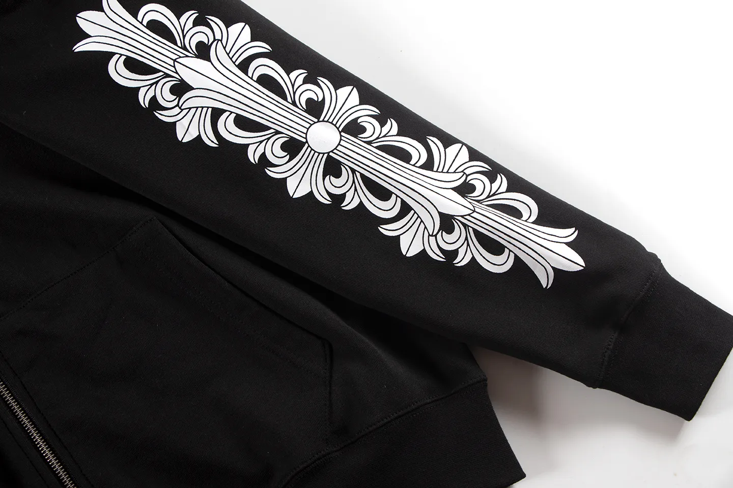 P290 Chrome Hearts Chrome Hearts Sanskrit Sword Zipper Cardigan Hooded Sweatshirt Size: S M L XL Color: Black